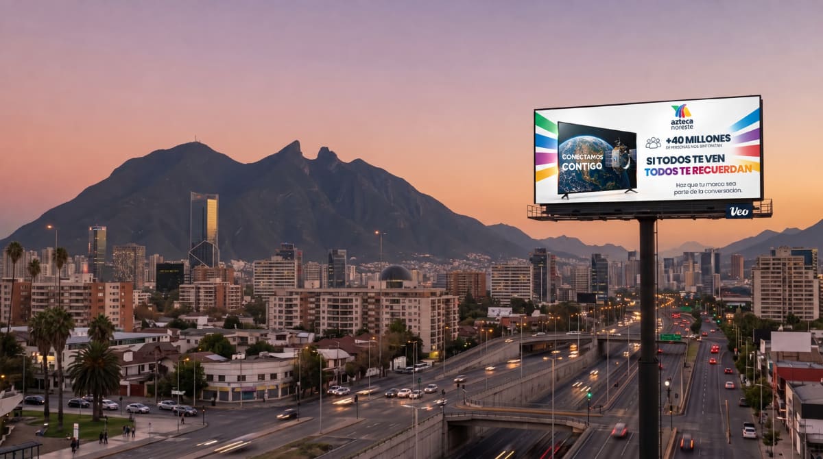 Escena ilustrativa de un panorámico Veo frente a la ciudad y las montañas